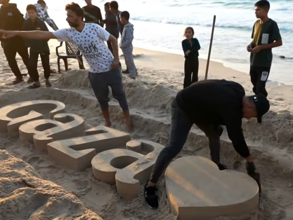 Palestinian sculptors create art on Gaza beach sand to escape Israel’s war | Israel-Palestine conflict News